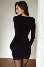 Elegant Lace V-Neck Long Sleeve Bodycon Lace Dress