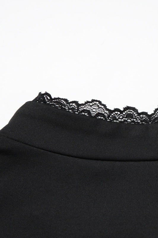 Sexy Cutout Lace Trim Fitted Crop Top