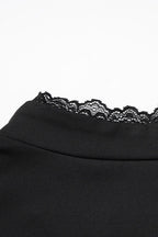 Sexy Cutout Lace Trim Fitted Crop Top