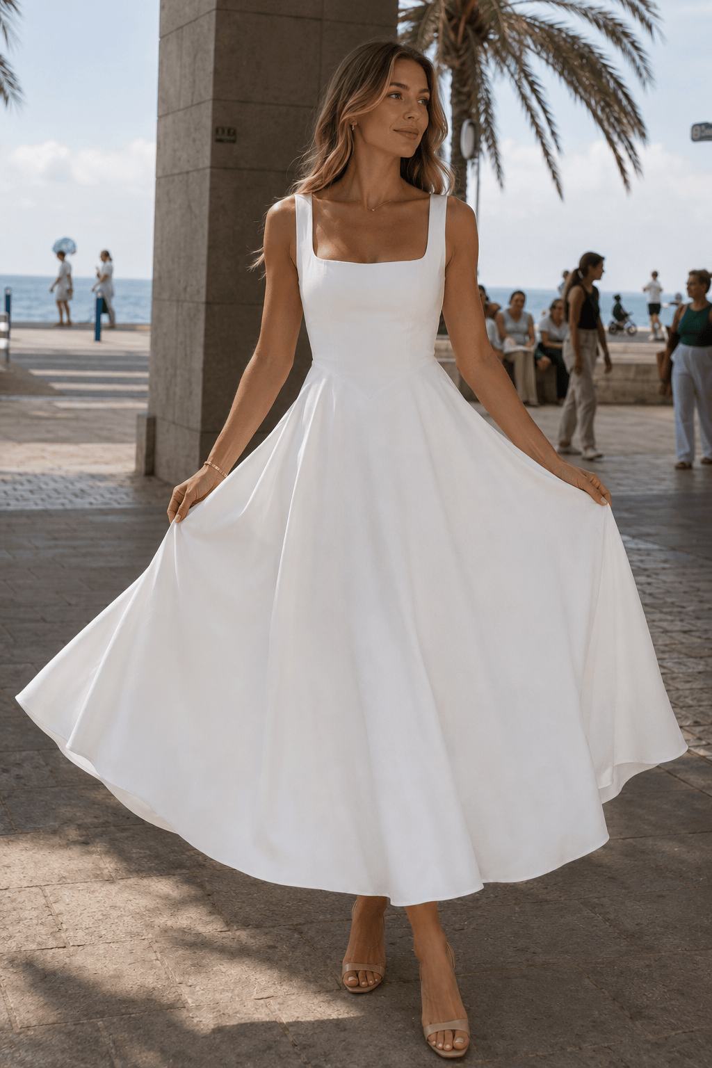 Minimalist Square Neck Slim A Line Slip Dress Secondary image