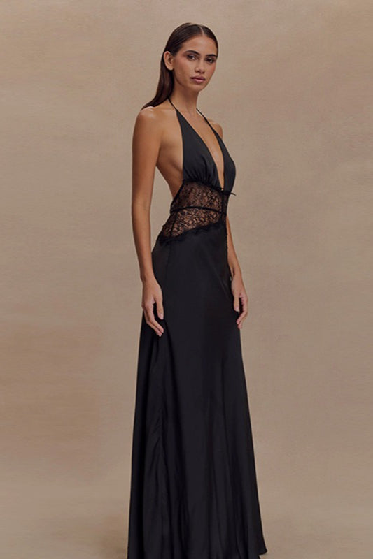 Lace V Neck Backless Cami Long Formal Dress Secondary image