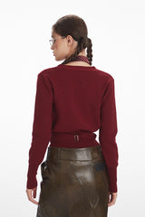 Vintage V-Neck Draped Knit Top