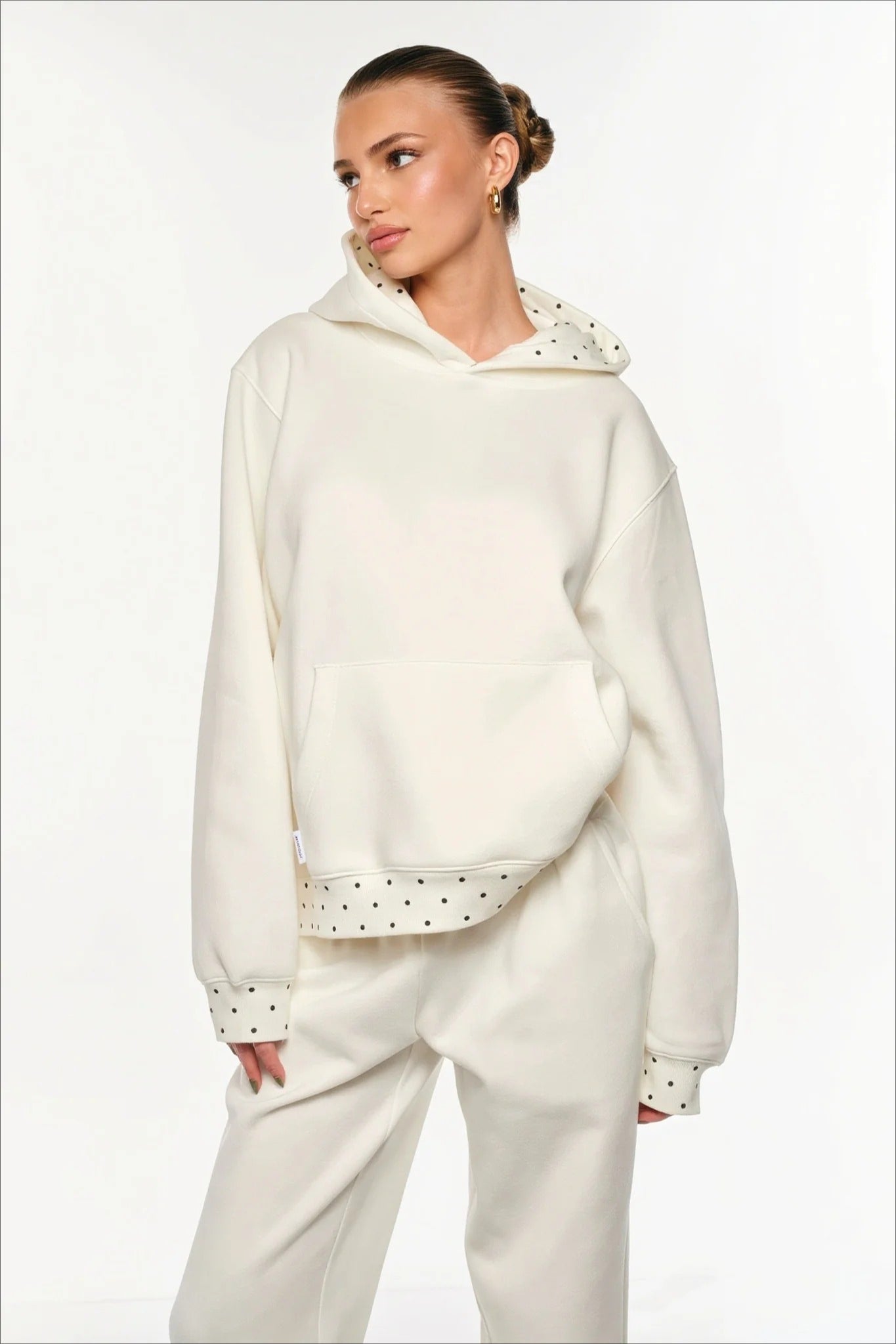Loose Fit Polka Dot Printed Hoodie Secondary image