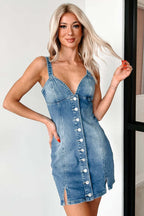 V Neck Denim Dress