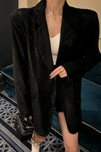 Chic Single-Breasted Sequin Blazer