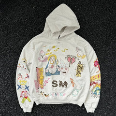 Graffiti Print Distressed Pullover Hoodie