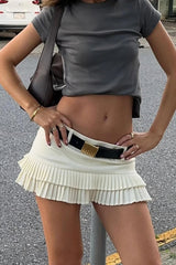 Layered Ruffle Low Rise Mini Skirt
