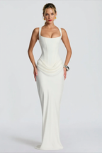 Solid Square Neck Ruched Panel Bodycon Party Dress