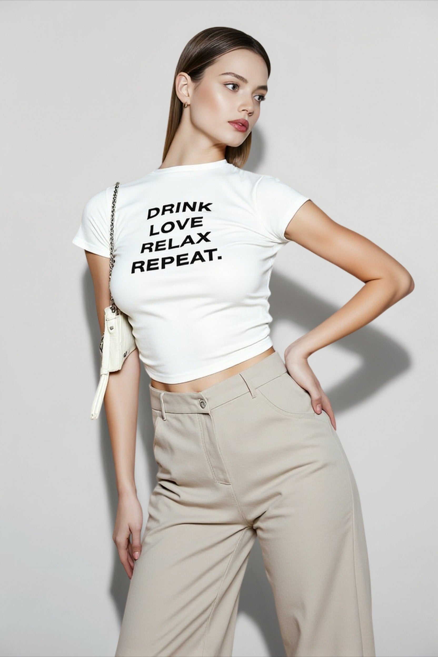 Letter Print Crop T-shirts Main image