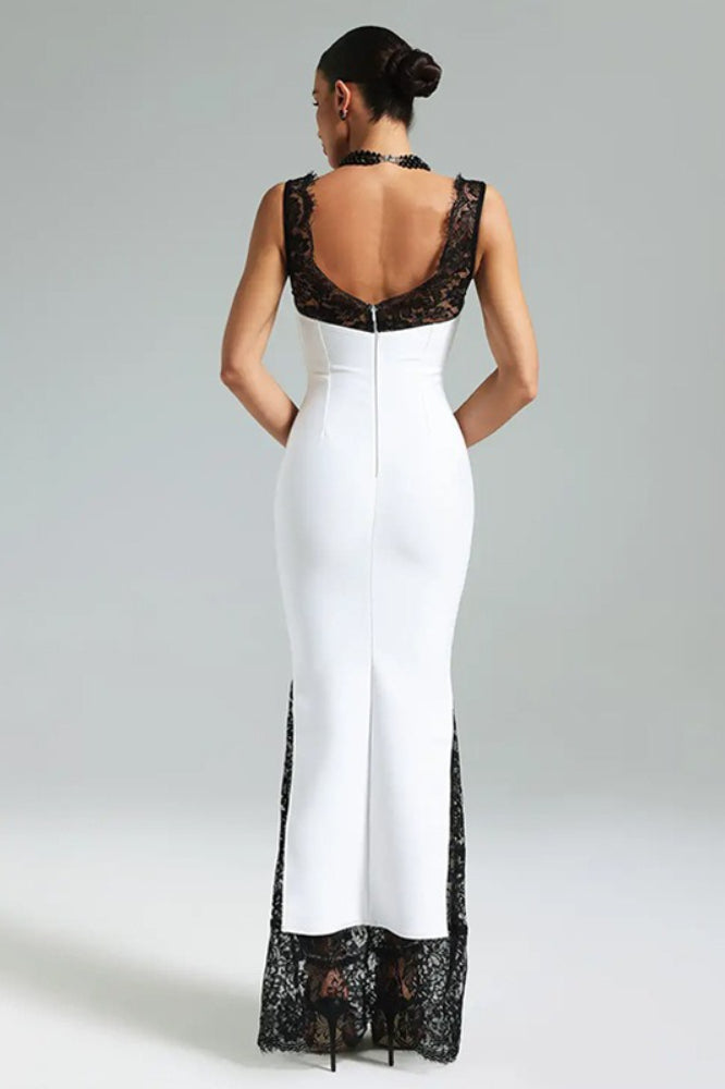 V-Neck Lace Panel Bodycon Mini Lace Dress Secondary image