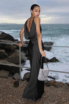 Backless Halter Satin Formal Dress