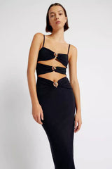 Bandage Knit Low-Cut Maxi Birthday Dress