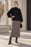 Shoulder Arm Turtleneck Knit Bubble Sweater Drop in Black