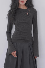 Sheer Panel Flare Knit Top