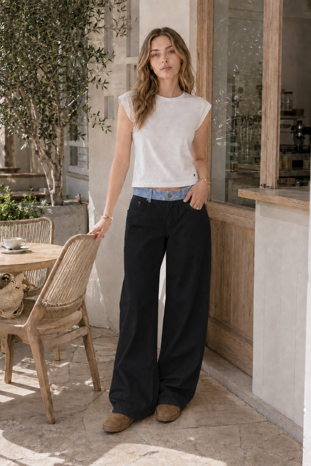 Contrast Tape Straight Leg Pants