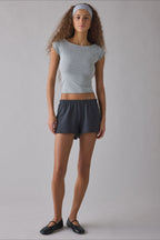 Fitted Boat Neck Slim Fit Crop Top