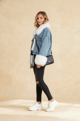Autumn Winter Warm Faux Fur Short Denim Thicken Ladies Fashion Jackets