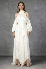 Off Shoulder Long Sleeve Reception Dress