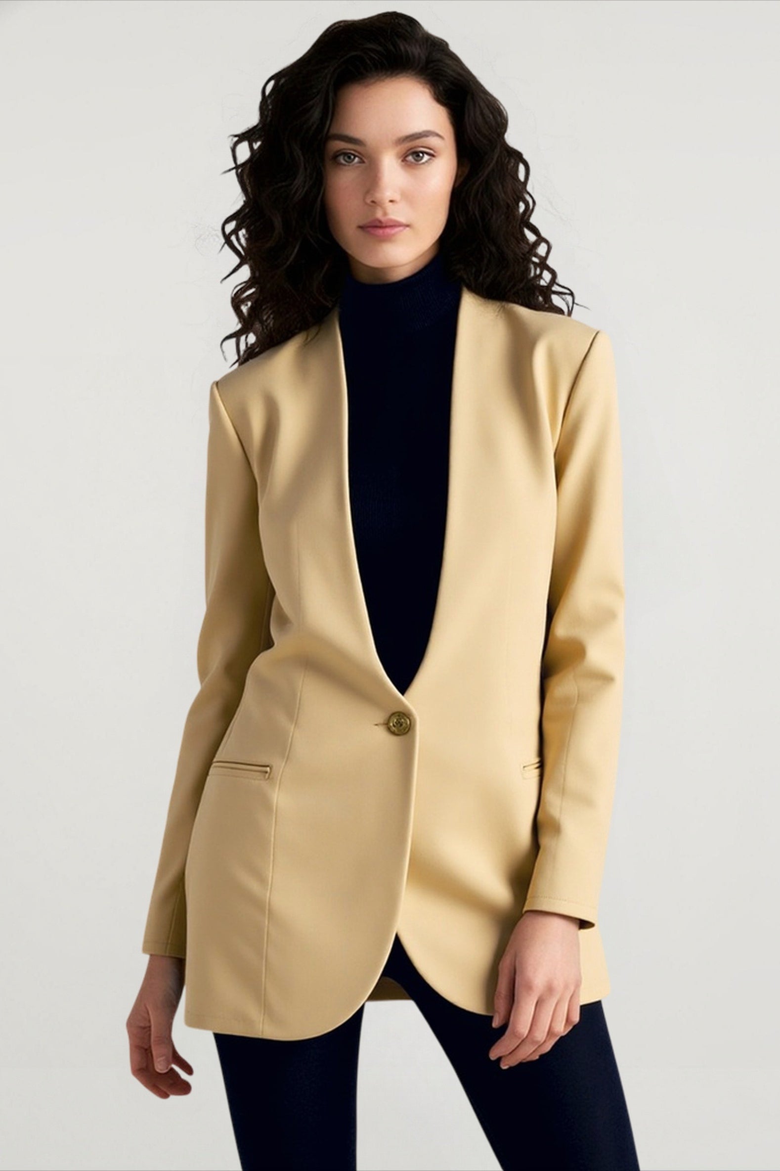 Solid V-Neck Minimalist Office Blazer Main image