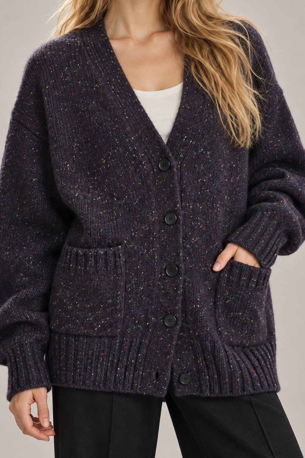 Fashionable Wool Blend Knit Cardiga