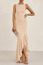 Elegant  Sleeveless Ruched Ruffled Formal Dress