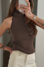 Halter Backless Ribbed Sleeveless Knit Top