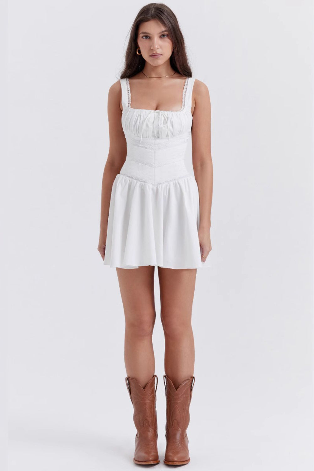 Lace Trim White Cami Fit Mini Lace Dress Secondary image