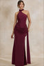 Scarf Halter Draped Ruched Maxi Dress