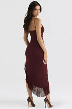 Lace Cami Embroidered Fringe Bodycon Mini Lace Dress