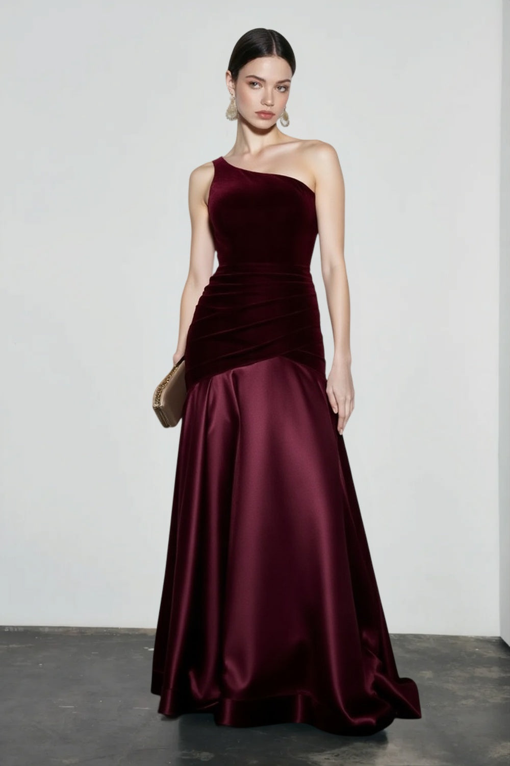 Velvet Panel Off Shoulder A Line Formal Dress Main image