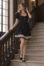 Vintage Puff Sleeve Lace Tie T-shirt