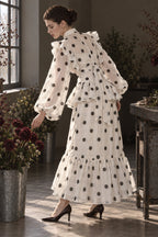 Sheer Polka Dot Long Sleeve Maxi Dress