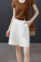 Loose Fit Straight Tailored Casual Shorts