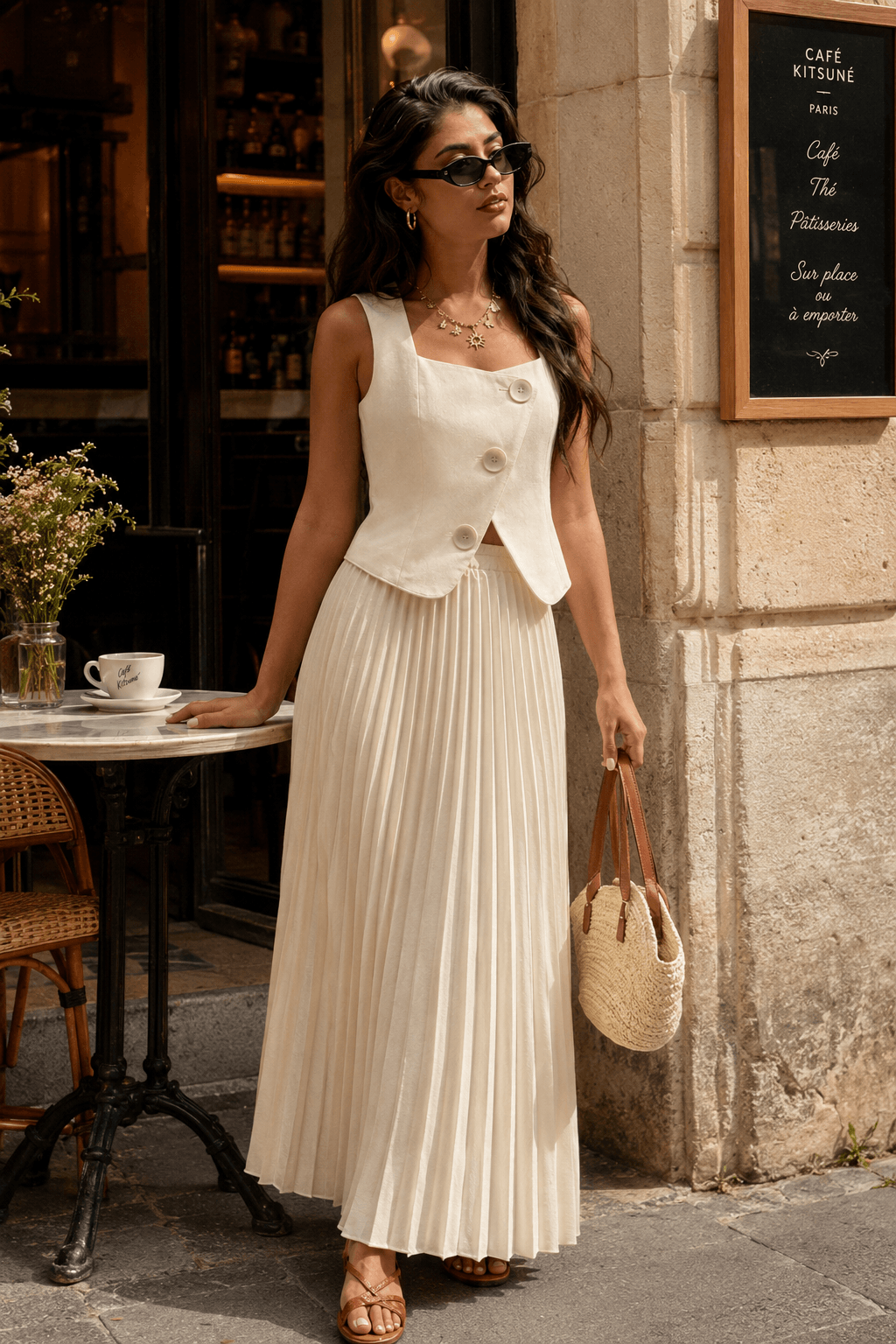 Sleeveless Top Skirt Elegant Two Piece Work Set Main image