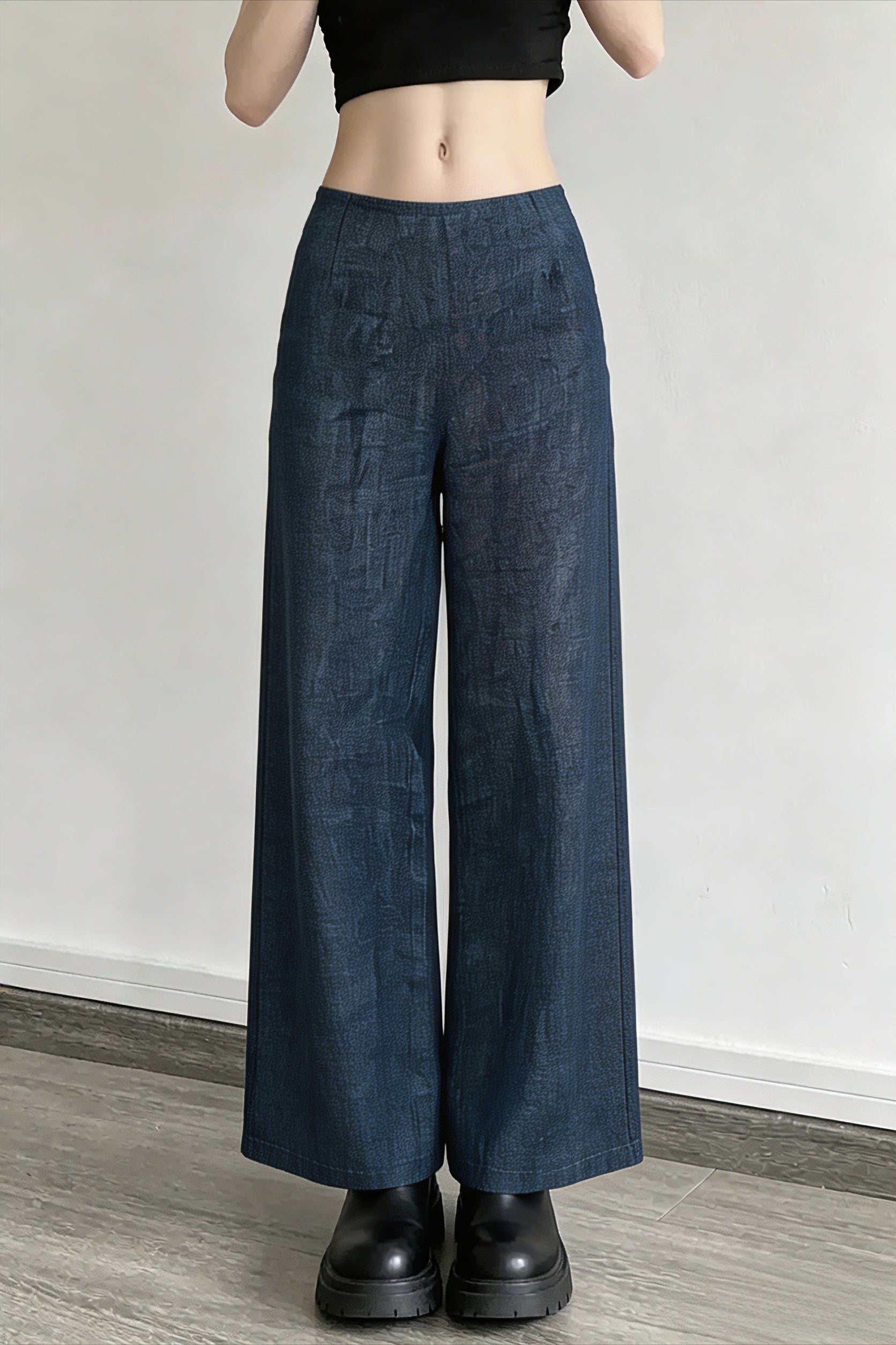 Linen Yarn Dyed Wide Leg Pants Main image