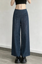 Linen Yarn Dyed Wide Leg Pants