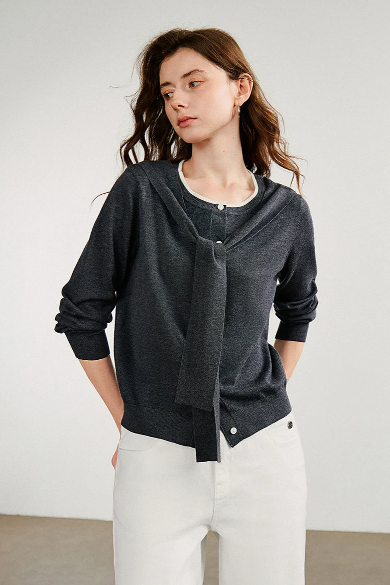 Shawl Layered Knit Cardigan Main image