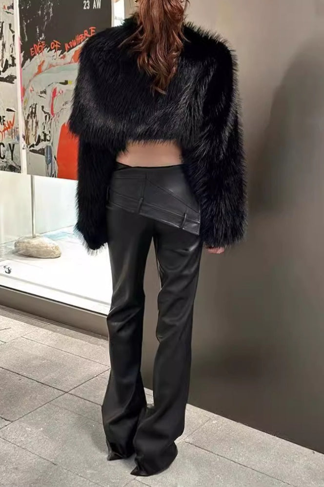Vintage PU Slim Floor Length Straight Edgy Casual Pants Secondary image