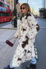 Animal Print Faux Fur Long Sleeve Warm Overcoat