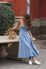 Vintage V-Neck Denim Dress