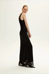 Elegant Deep V Lace Patchwork Lace Dress