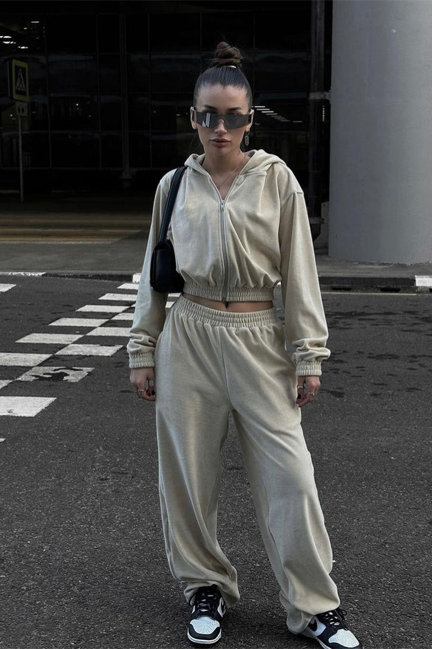 Street Style Zip Hoodie Joggers Activewear Set Main image