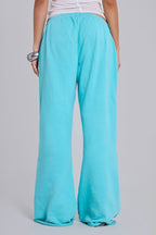 Drawstring Raw Hem Wide Leg Pants