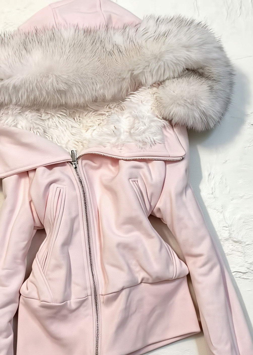 Pastel Fur Trim Corset Zip Hoodie