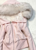 Pastel Fur Trim Corset Zip Hoodie
