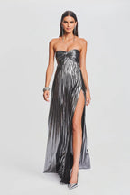 Strapless Slit Slip Prom Dress