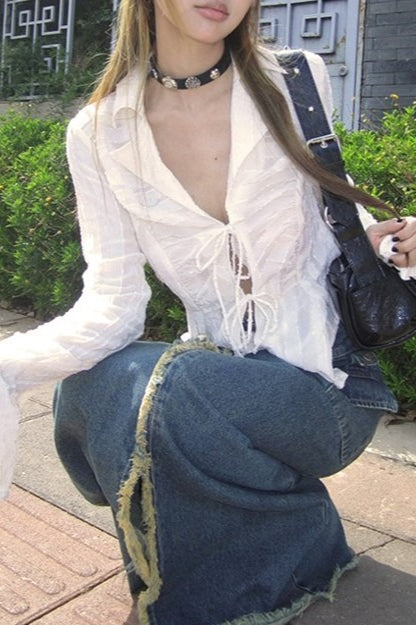 Unique Y2K Chiffon Blouse Secondary image