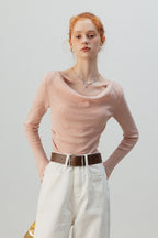 Layered Cowl Neck Knit Top
