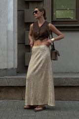Glitter Sequin A-Line Midi Skirt