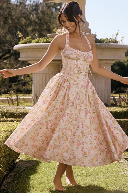 Elegant Strapless Printed Maxi Floral Dress Secondary image